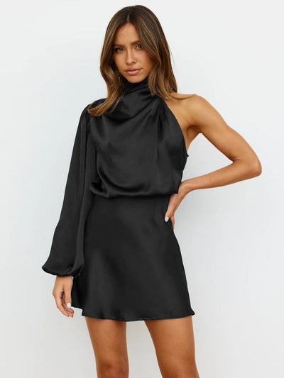 Wieczorowa sukienka Rosea Satin Drape z jednym ramieniem